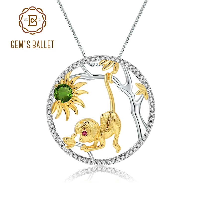 GEM'S BALLET Natural Chrome Diopside Gemstone 925 Sterling Silver Handmade Monkey Sun Pendant Necklace For Women Zodiac Jewelry
GEM'S BALLET Natural Chrome Diopside Gemstone 925 Sterling Silver Handmade Monkey Sun Pendant Necklace For Women Zodiac Jewelry