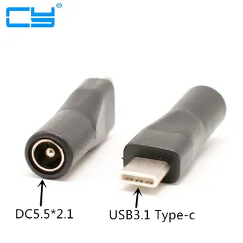 

USB 3.1 Tipo C USB-C para DC 5.5 2.1mm Poder jack conector do adaptador de extensao de carga adaptador para novo & celular tele