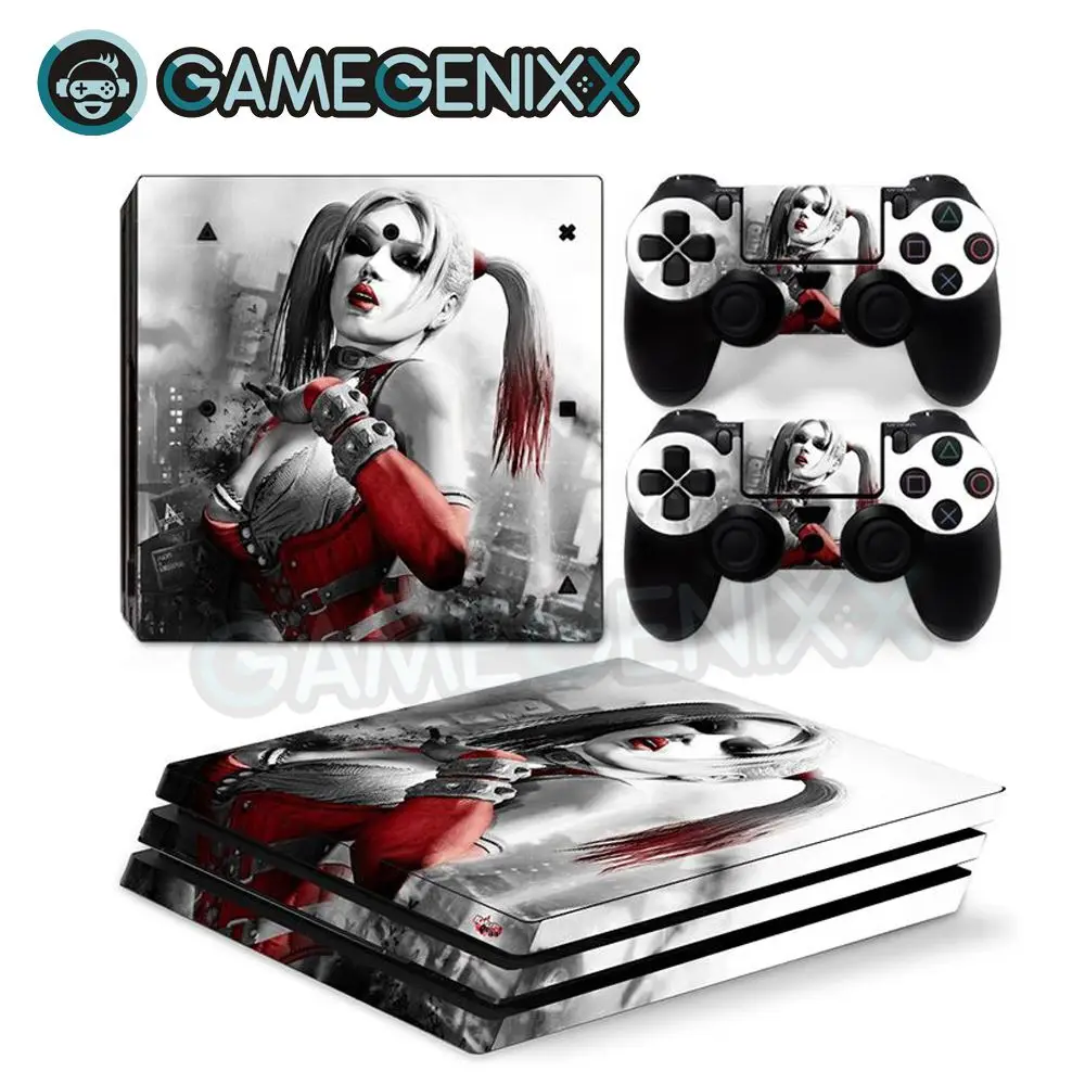 Наклейка на кожу GAMEGENIXX Виниловая наклейка для консоли PS4 Pro и 2 контроллера-Harley Quinn