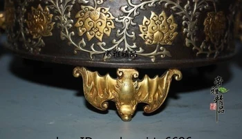 Chinese Copper 24K Gold Gild Silver Dragon Phoenix Bird Incense Burner Censer
Chinese Copper 24K Gold Gild Silver Dragon Phoenix Bird Incense Burner Censer