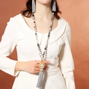 Resin Bead Long Blue/White Cotton Thread Tassel Necklace For Women Bohemia Vintage Classical Jewelry Wholesale Accessories
Resin Bead Long Blue/White Cotton Thread Tassel Necklace For Women Bohemia Vintage Classical Jewelry Wholesale Accessories