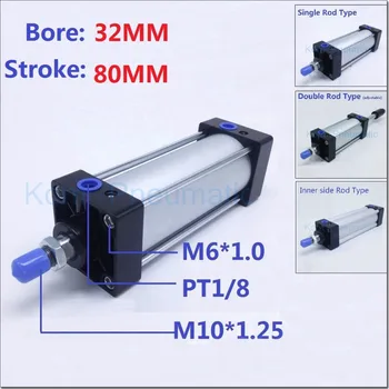 SC32-80 Pneumatic Standard Air Cylinder Piston 32mm Bore 80mm Stroke Single Rod Double Acting Magnet Adjustable SU SCD SC32*80
SC32-80 Pneumatic Standard Air Cylinder Piston 32mm Bore 80mm Stroke Single Rod Double Acting Magnet Adjustable SU SCD SC32*80