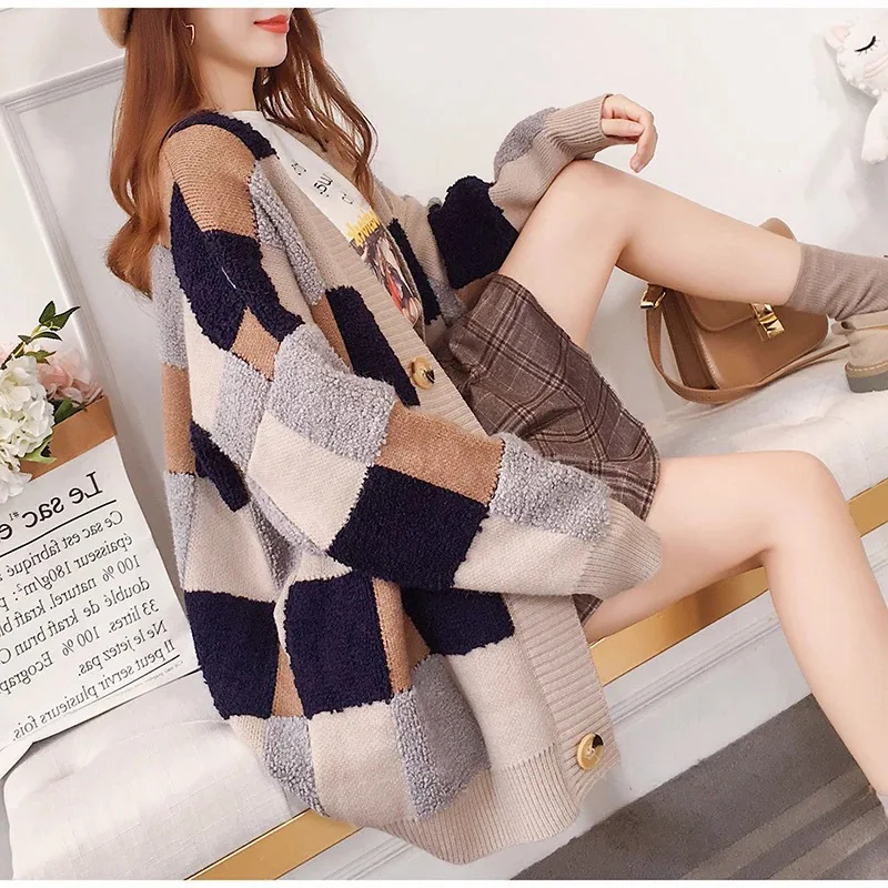 women's clothing 2019 new arrival women's spring autumn loose knitted cardigans women plaid retro casual sweater coats
women's clothing 2019 new arrival women's spring autumn loose knitted cardigans women plaid retro casual sweater coats