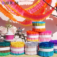 7 OUDIROSE cm * 3m Plissado Borla Serpentina Partido Guirlanda Coroa De Flores De Papel DIY Cortina de Fundo Da Bandeira de Aniversário de Casamento de Banho decorar(China)
