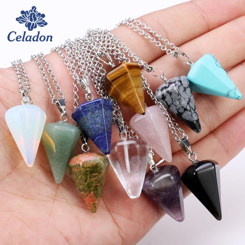 New Trendy 1pce/bag Female Natural Stone Conical Section Crystal Necklace Ten Style For Selection Snake Chain Jewelry
New Trendy 1pce/bag Female Natural Stone Conical Section Crystal Necklace Ten Style For Selection Snake Chain Jewelry