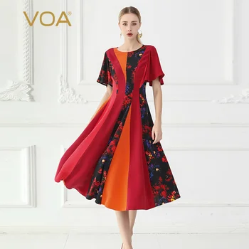VOA Heavy Silk Art Runway Dresses Tunic Print Long Party Dress Women Ruffles Sleeve Red Contrast Color Elegant vestido A997
VOA Heavy Silk Art Runway Dresses Tunic Print Long Party Dress Women Ruffles Sleeve Red Contrast Color Elegant vestido A997