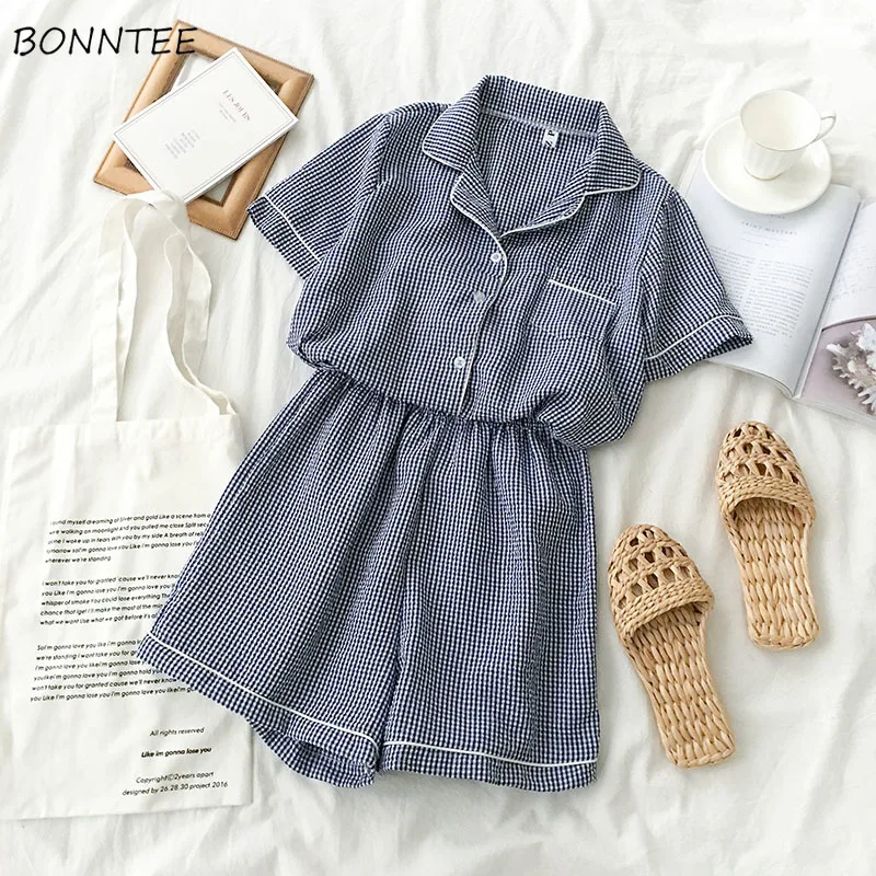 Pajama Sets Women Homewear Trendy Soft All-match Daily Korean Style Womens Clothing Simple Plaid Summer New Lovely Students Chic
Pajama Sets Women Homewear Trendy Soft All-match Daily Korean Style Womens Clothing Simple Plaid Summer New Lovely Students Chic