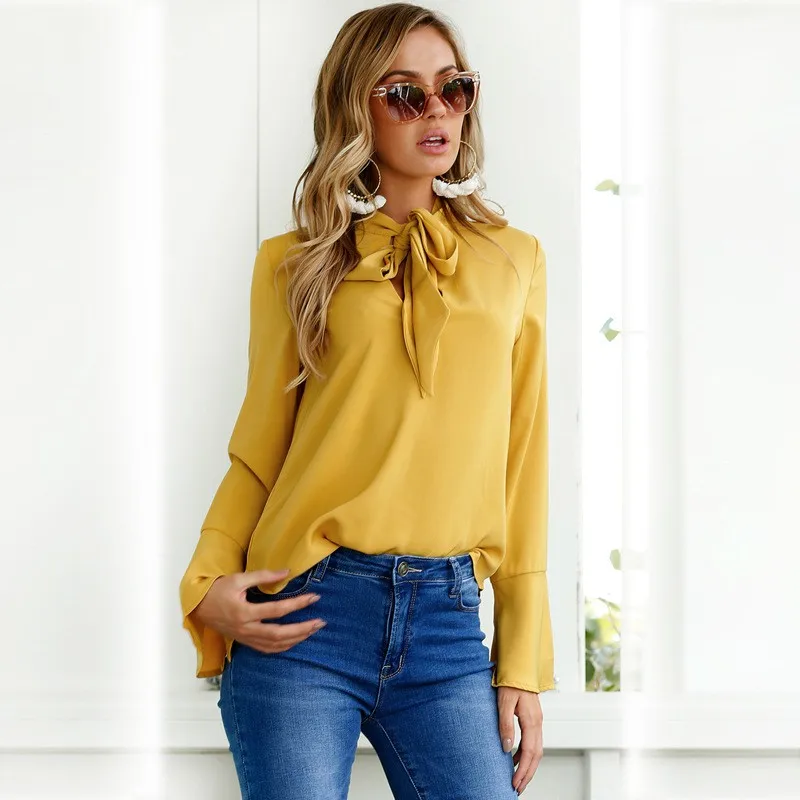 Solid Colors Printed Lady Summer Autumn Blouses Flare Sleeve Tops Girls Long sleeve Casual Shirts
Solid Colors Printed Lady Summer Autumn Blouses Flare Sleeve Tops Girls Long sleeve Casual Shirts