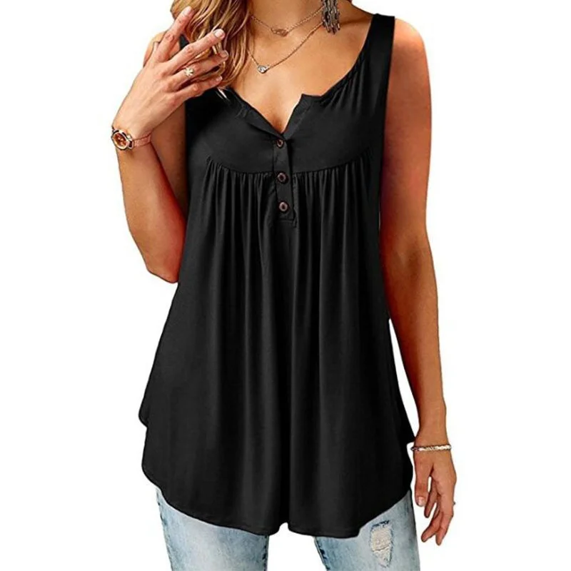 Women Lady Vest Sleeveless Loose Top Solid Color Deep V-neck With Button Fashion Clothing NYZ Shop
Women Lady Vest Sleeveless Loose Top Solid Color Deep V-neck With Button Fashion Clothing NYZ Shop