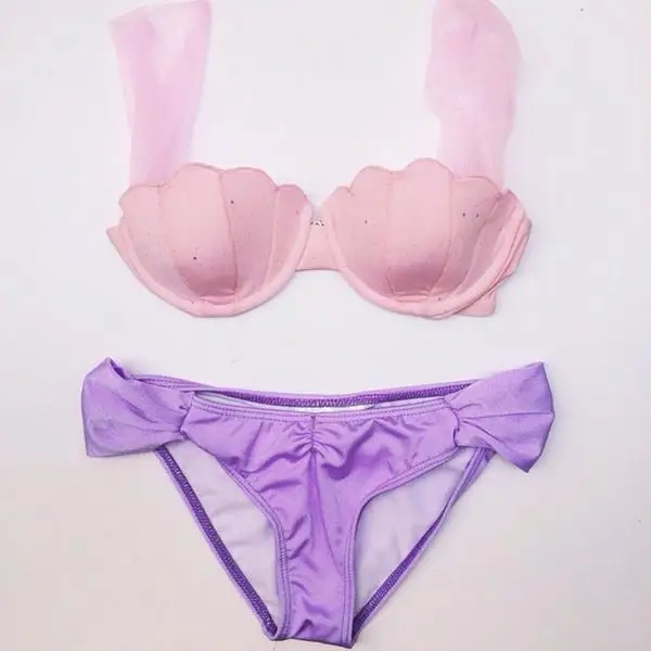 Sexy Beach Women Mermaid Tail Costume Adult Shell Swimming Swimsuit Swimwear Bikini Soft Two