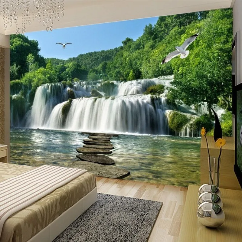 

beibehang Custom Photo wallpaper 3D waterfall landscape mural TV background wall papers home decor papel de parede 3d wallpaper