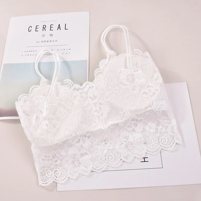 Description Picture 5 of itemFashion Hot Sexy Women Lady Lace Strap Bras Tops Tube Vest Chest Wrap Bandeau Underwear Summer Floral Tops sweet wire free Bras