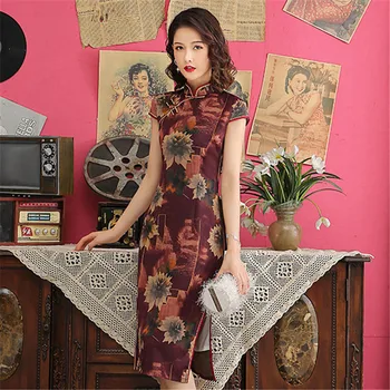 Novelty Brown Women Short Sleeve Satin Dress Sexy High Split Qipao Elegant Chinese Style Rayon Cheongsam Novelty New Vestidos
Novelty Brown Women Short Sleeve Satin Dress Sexy High Split Qipao Elegant Chinese Style Rayon Cheongsam Novelty New Vestidos