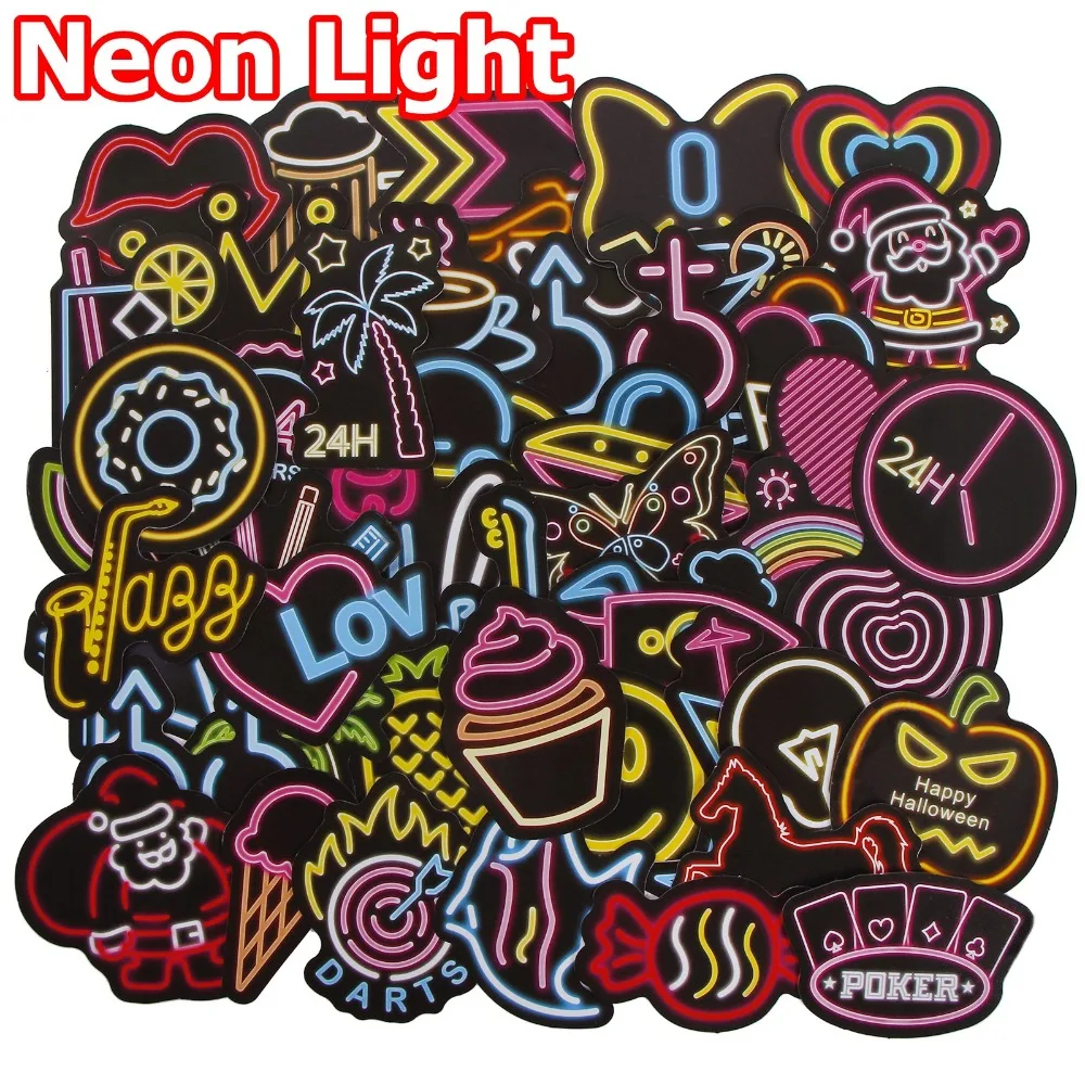 50 Pcs Neon Light Sticker for Suitcase Skateboard Laptop Bicycle Car Styling Luggage Fridge Vinyl Decal DIY Waterproof Stickers
50 Pcs Neon Light Sticker for Suitcase Skateboard Laptop Bicycle Car Styling Luggage Fridge Vinyl Decal DIY Waterproof Stickers