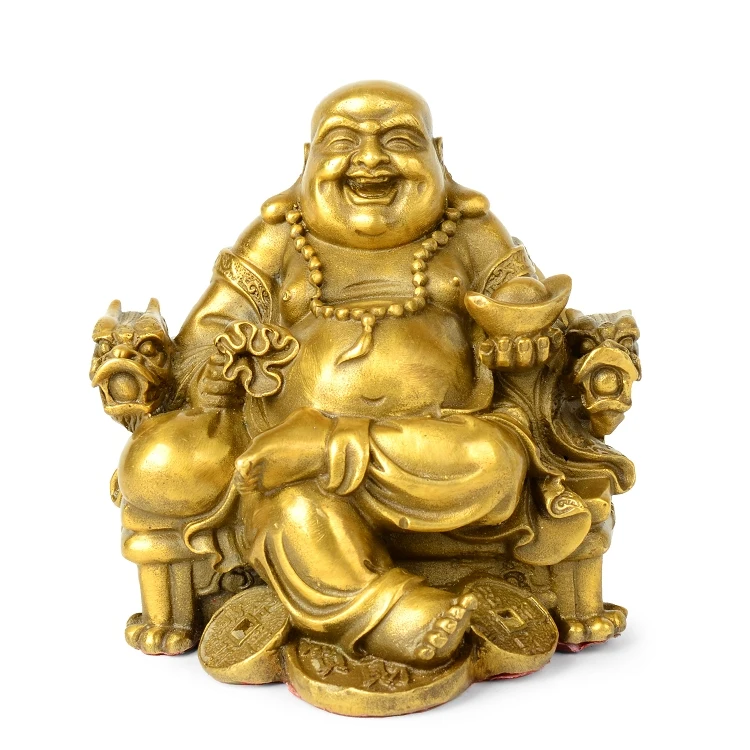 

Opening light Maitreya copper Buddha Decoration living room decor study figure of Buddha wealth riches fortune statuette crafts