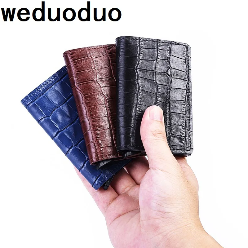 Фото Держатель для кредитных карт Weduoduo из крокодиловой кожи алюминиевый мужской