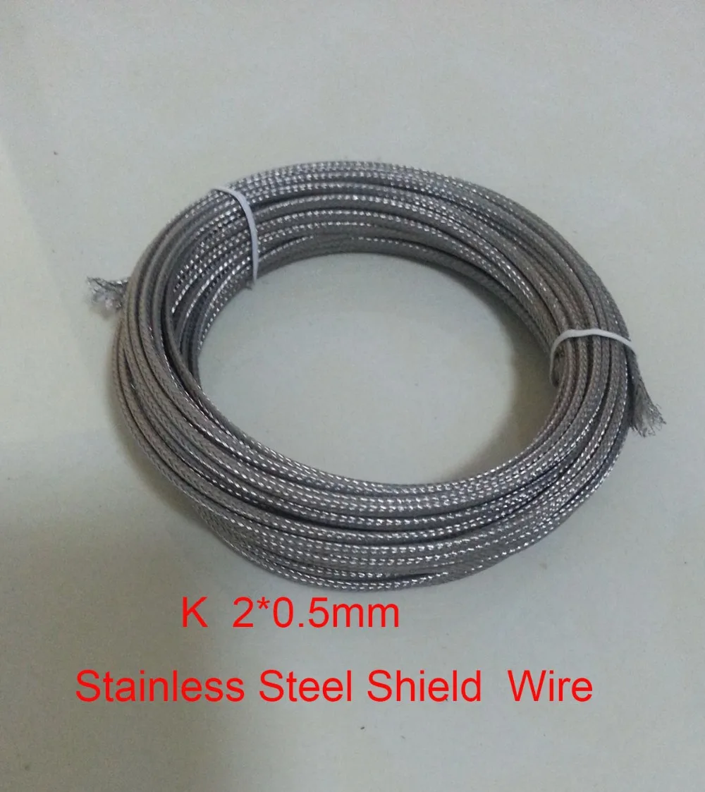 K Type 2*0.5mm Fiberglass Coated Stainless Steel Shield Thermocouple Compensation wire
K Type 2*0.5mm Fiberglass Coated Stainless Steel Shield Thermocouple Compensation wire