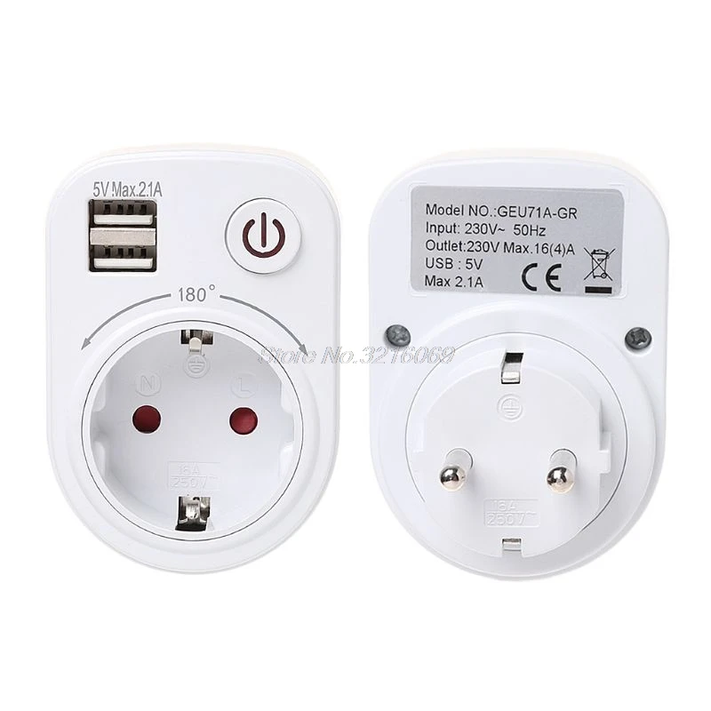 Dual USB Port 2.1A Travel Charger Power Adapter Wall Power Switch Socket & AC Outlet EU plug
Dual USB Port 2.1A Travel Charger Power Adapter Wall Power Switch Socket & AC Outlet EU plug