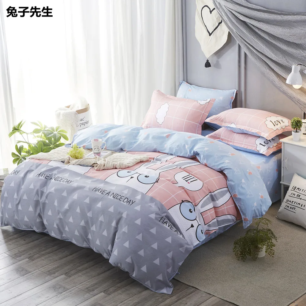Fresh Lovely Rabbit bedding sets girl Home Textile 3/4pcs twin queen King Size pink gray Duvet Cover Pillowcase blue Flat sheet
Fresh Lovely Rabbit bedding sets girl Home Textile 3/4pcs twin queen King Size pink gray Duvet Cover Pillowcase blue Flat sheet