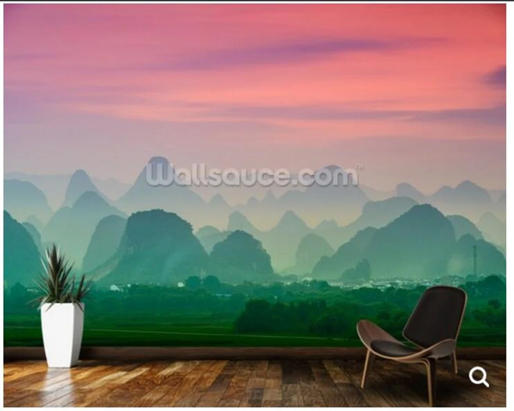 Фото Большие китайские обои карстовые горы Гуйлинь природный пейзаж фотообои для