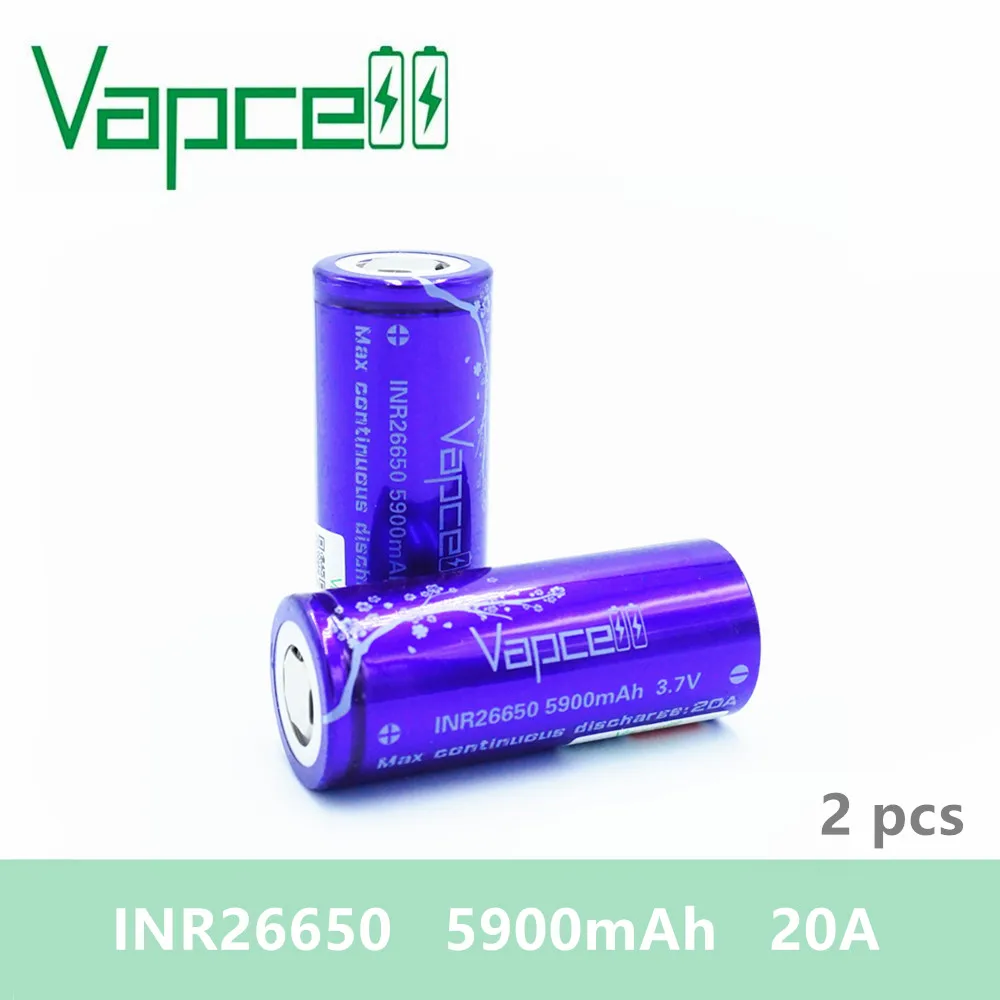 Free shipping 2pcs VAPCELL INR26650 5900mAh 26650 battery 20A HIGH POWER large capacity lithium E-CIG Rechargeable Batteries
Free shipping 2pcs VAPCELL INR26650 5900mAh 26650 battery 20A HIGH POWER large capacity lithium E-CIG Rechargeable Batteries