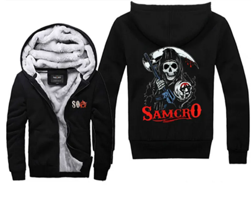 Hot Sale Autumn Winter Warm Sons of Anarchy Zipper Hoodie Sweatshirt Men Women Thickened Male MC Punk Hoody Jacket
Hot Sale Autumn Winter Warm Sons of Anarchy Zipper Hoodie Sweatshirt Men Women Thickened Male MC Punk Hoody Jacket