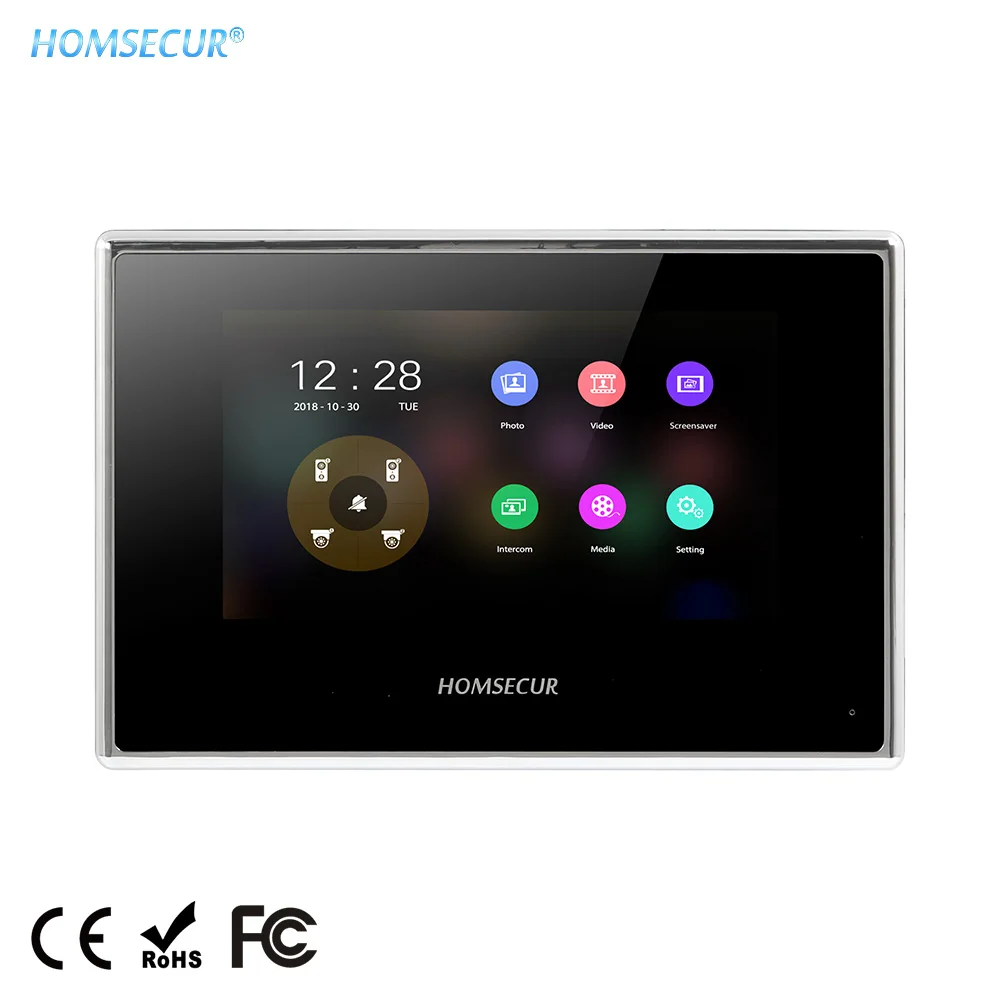 HOMSECUR BM718HD-B 7-дюймовый сенсорный экран монитор для дверного телефона акриловая