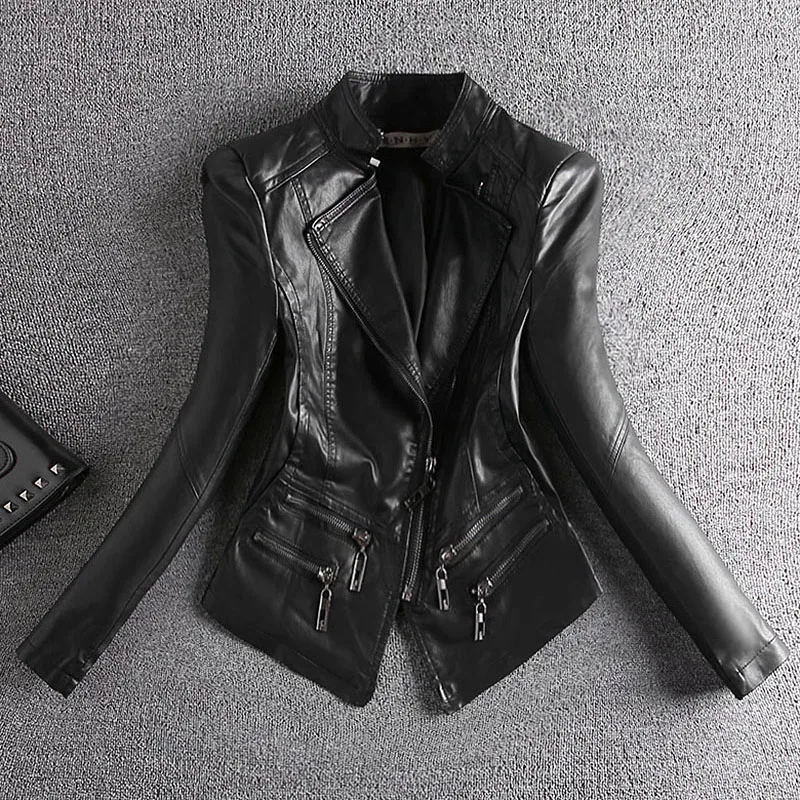 korean Women Short PU Faux Leather Black Jackets Female Slim Zipper Motorcyle Jacket Full Sleeve Coats OL Stand Collar Autumn
korean Women Short PU Faux Leather Black Jackets Female Slim Zipper Motorcyle Jacket Full Sleeve Coats OL Stand Collar Autumn