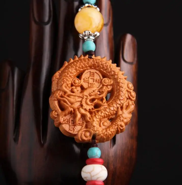Chinese Peach Wood Carving Double Faced Dragon Money Coin Safe And Good Luck Exquisite Car Key Pendant Bag Pendant
Chinese Peach Wood Carving Double Faced Dragon Money Coin Safe And Good Luck Exquisite Car Key Pendant Bag Pendant