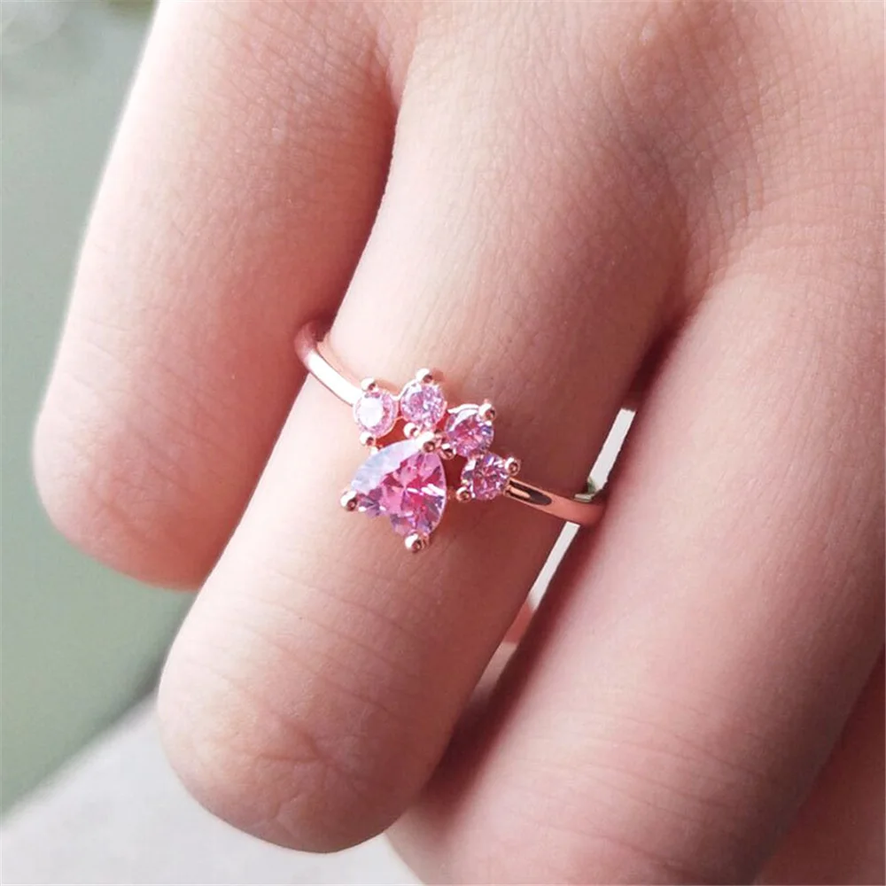 Cute Bear Paw Cat Claw Opening Adjustable Ring Gold Silver Rings for Women Romantic Wedding Pink Crystal CZ Love Gifts Jewelry
Cute Bear Paw Cat Claw Opening Adjustable Ring Gold Silver Rings for Women Romantic Wedding Pink Crystal CZ Love Gifts Jewelry