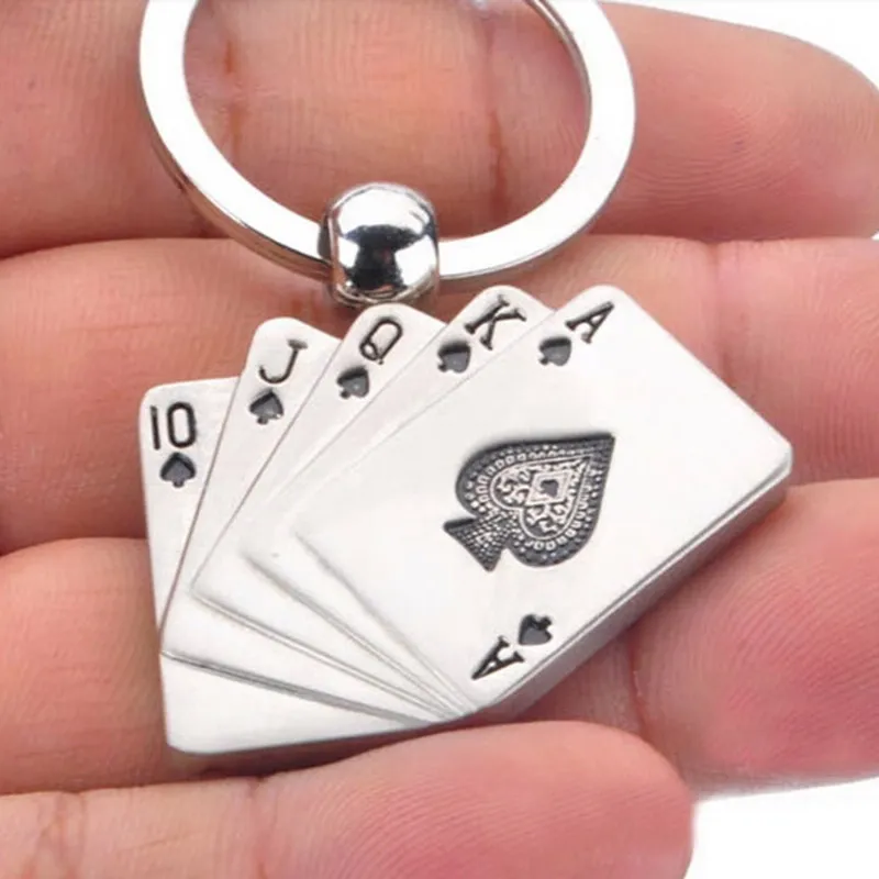 New Key Holder Metal Key Chain Ring Best Gift Poker Keychain Playing cards Keyfob Keyring
New Key Holder Metal Key Chain Ring Best Gift Poker Keychain Playing cards Keyfob Keyring