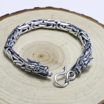 Retro Thai Silver Jewelry Peace Pattern Bracelet S925 Sterling Silver Pure Silver Domineering Rough Double Leading Bracelet Male 
Retro Thai Silver Jewelry Peace Pattern Bracelet S925 Sterling Silver Pure Silver Domineering Rough Double Leading Bracelet Male