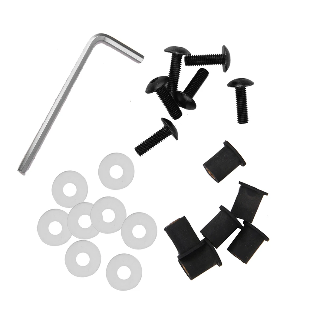 5mm Windshield Mounting Nuts Fairing Windscreen Screw Bolt Kit Windshield Mounting Nuts Red Black Silver
