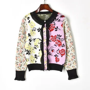 Runway Vintage Flower Jacquard Cardigans Female 2018 New Fashion Brand Knitted Sweater Women Lace Patchwork Sweet Jacket Jumper
Runway Vintage Flower Jacquard Cardigans Female 2018 New Fashion Brand Knitted Sweater Women Lace Patchwork Sweet Jacket Jumper