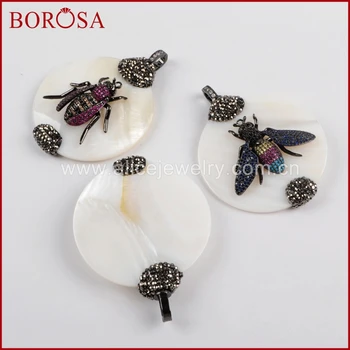 BOROSA Handcrafted White Round Shell Pendant With CZ Micro Pave Rainbow Zircon Insects Bugs Pests Druzy Pendant for Women JAB827
BOROSA Handcrafted White Round Shell Pendant With CZ Micro Pave Rainbow Zircon Insects Bugs Pests Druzy Pendant for Women JAB827