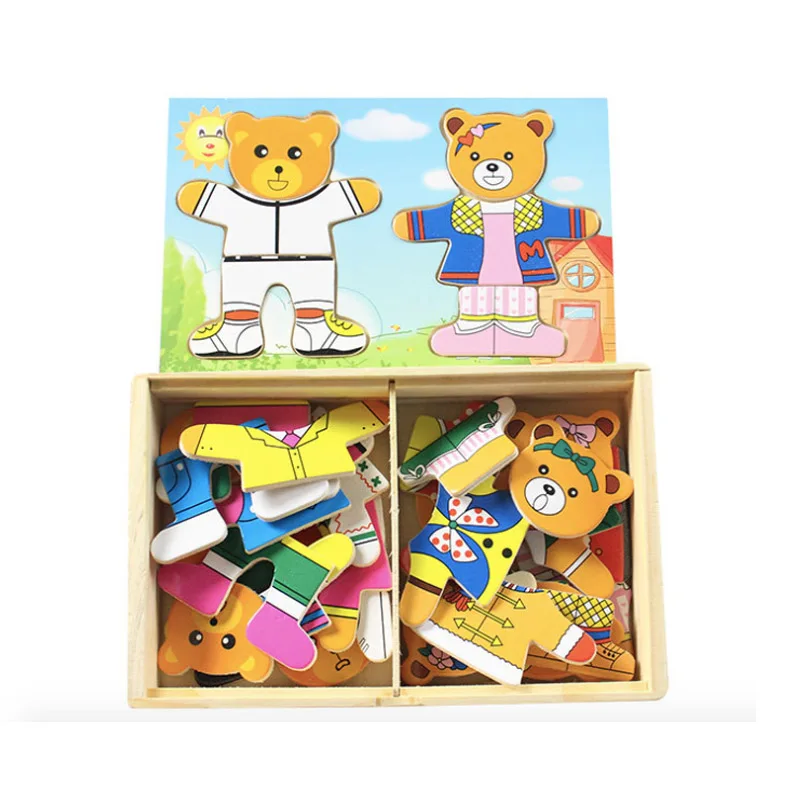 Mix And Match Wooden Bear Dressing Puzzle