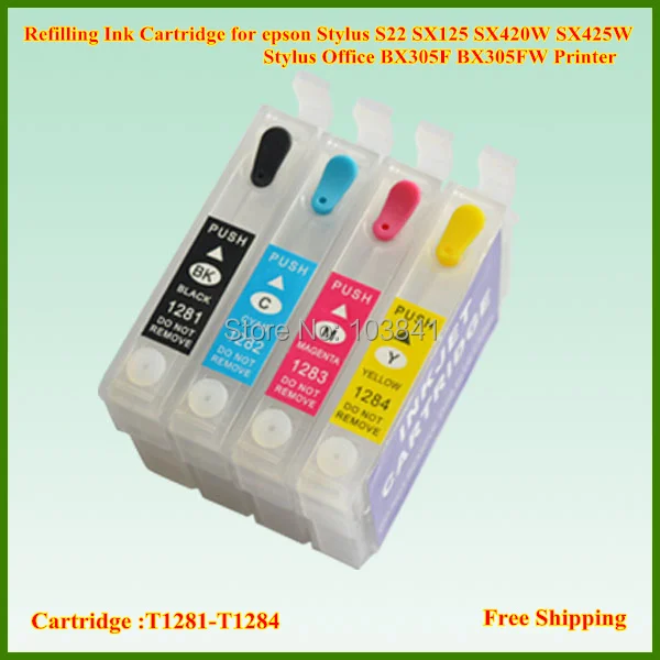 T1281 T1282 T1283 T1284 Refillable Ink Cartridge For Epson Stylus S22 SX125 SX420W SX425W Stylus Office BX305F BX305FW Printer
T1281 T1282 T1283 T1284 Refillable Ink Cartridge For Epson Stylus S22 SX125 SX420W SX425W Stylus Office BX305F BX305FW Printer