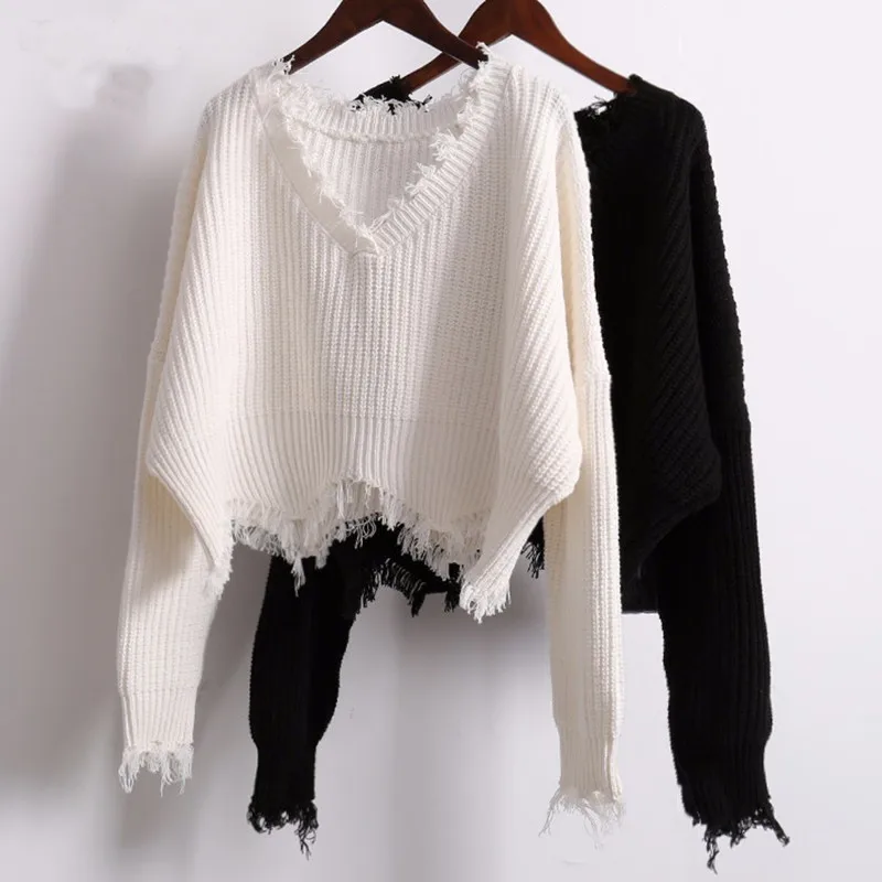 TWOTWINSTYLE Ripper Shorts Knitted Sweater Women Autumn Winter V Neck White Loose Female Jumpers Pullovers Casual Clothes Korean
TWOTWINSTYLE Ripper Shorts Knitted Sweater Women Autumn Winter V Neck White Loose Female Jumpers Pullovers Casual Clothes Korean