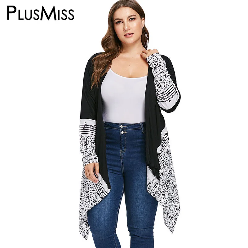 PlusMiss Plus Size Musical Notes Print Cardigan Coat Ladies 2018 Oversized Irregular Open Front Loose Outerwear Big Size Autumn
PlusMiss Plus Size Musical Notes Print Cardigan Coat Ladies 2018 Oversized Irregular Open Front Loose Outerwear Big Size Autumn