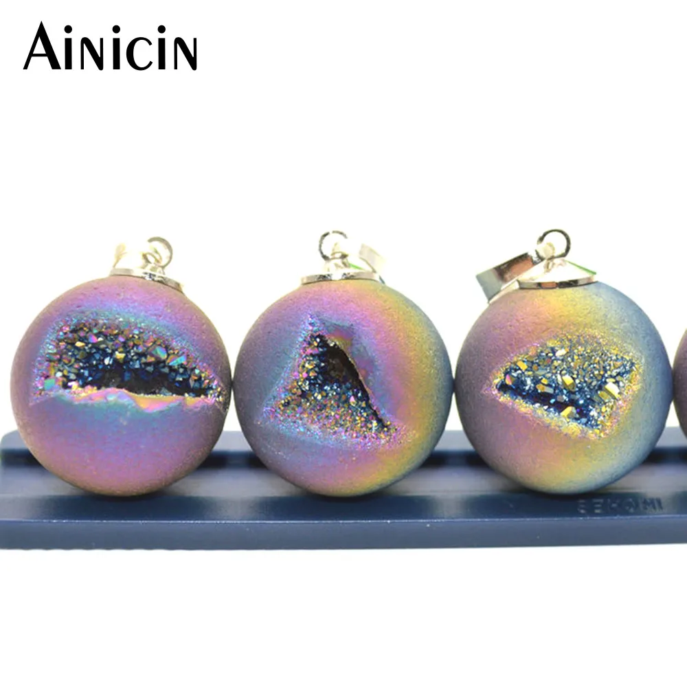 Unique Natural Drusy Ball Silver Bail Pendants Rainbow Silver Blue Champagne Plating Fashion Jewelry Making Findings
Unique Natural Drusy Ball Silver Bail Pendants Rainbow Silver Blue Champagne Plating Fashion Jewelry Making Findings