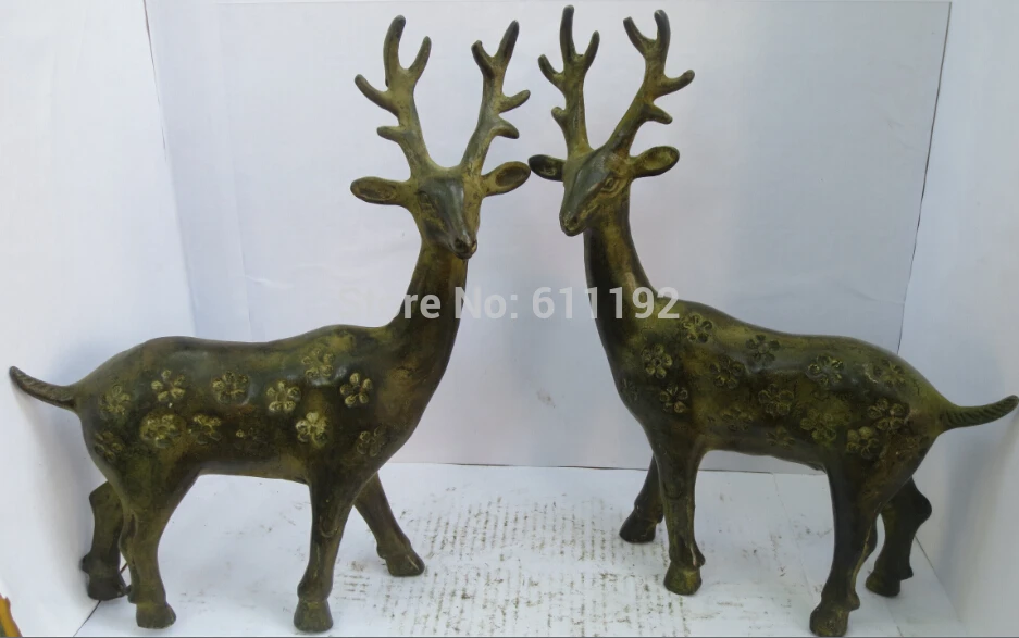 A pair 8.3 inch high Hand-Carved Bronze Christmas elk sculpture,Holiday Decoration Gift Deer statue
A pair 8.3 inch high Hand-Carved Bronze Christmas elk sculpture,Holiday Decoration Gift Deer statue