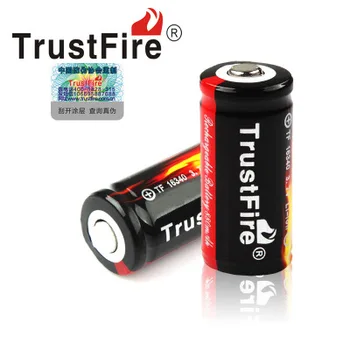 

2pcs/lot Genuine TrustFire Full Capacity 880mAh 16340 RCR123 CR123A 3.7V Protected PCB Rechargeable Battery