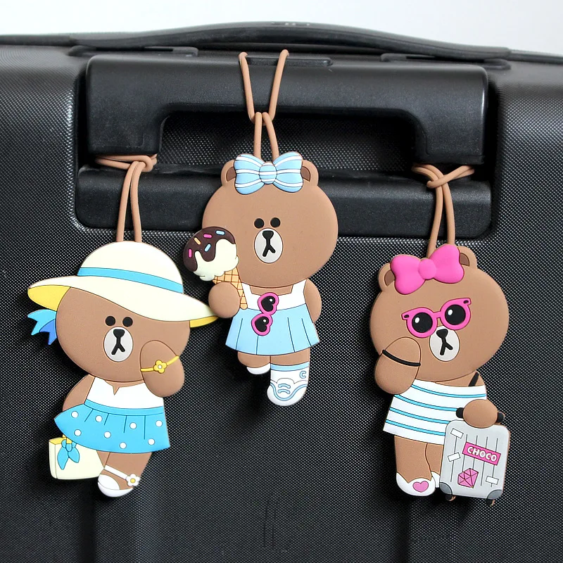 Cartoon Brown Bear Luggage Tag Travel Accessories Women Portable Silica Gel Label Suitcase ID Address Holder Baggage Boarding
Cartoon Brown Bear Luggage Tag Travel Accessories Women Portable Silica Gel Label Suitcase ID Address Holder Baggage Boarding