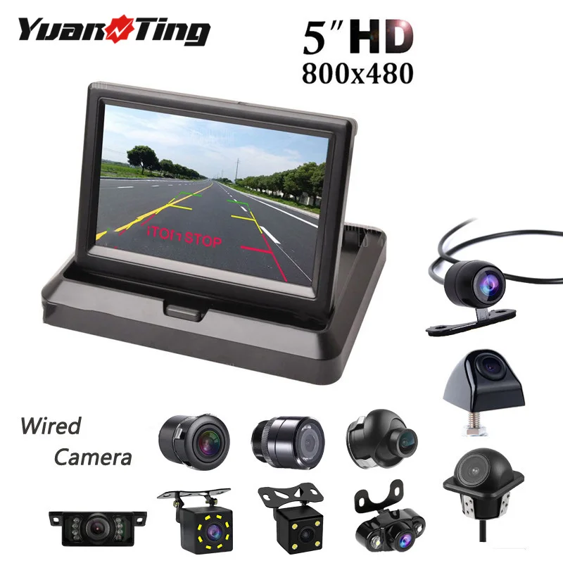 

YuanTing 5" Foldable TFT LCD Car Rear View Monitor Reversing Backup Parking Camera System Night Vision Waterproof Anti-Fog 170 D