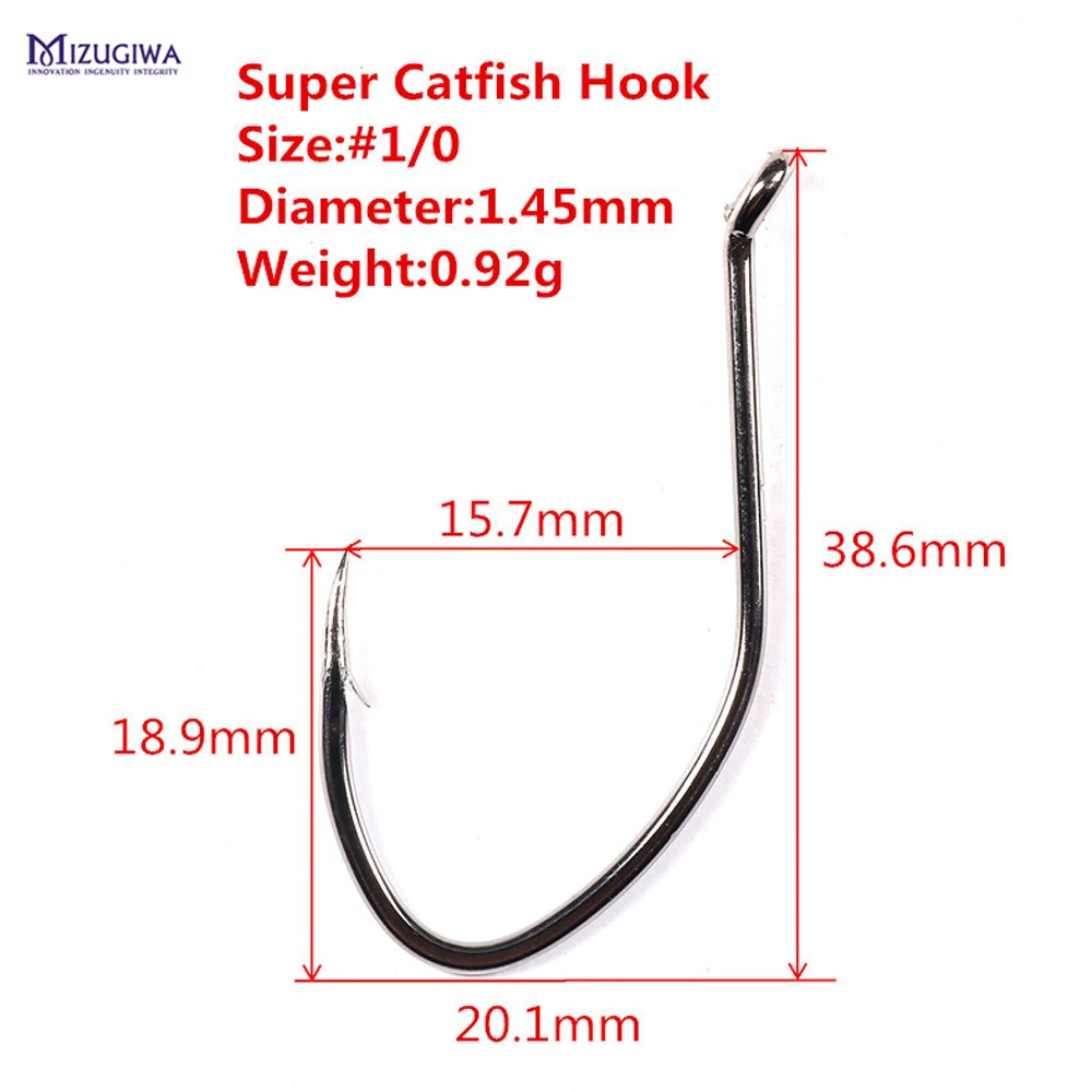 25 pcs MIZUGIWA Super Catfish Hook 1/0 2/0 Fishing Hook Heavy Gauge Black Nickel Fishing Sharp Hook Tackle Fishhook Pesca
25 pcs MIZUGIWA Super Catfish Hook 1/0 2/0 Fishing Hook Heavy Gauge Black Nickel Fishing Sharp Hook Tackle Fishhook Pesca