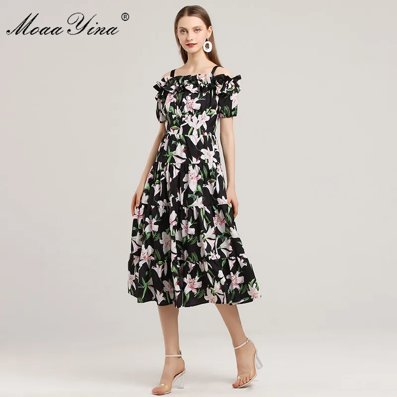 MoaaYina Fashion Designer Runway dress Spring Summer Women Dress Short sleeve lily Floral-Print Elegant Dresses
MoaaYina Fashion Designer Runway dress Spring Summer Women Dress Short sleeve lily Floral-Print Elegant Dresses