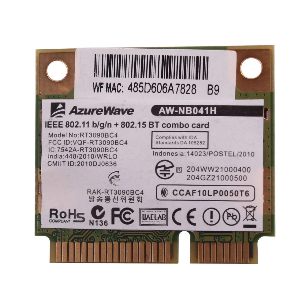 Wireless Adapter Card for AzureWave AW-NB041H RT3090BC4 Half Mini PCI-e Wireless WLAN 300Mbps + Bluetooth3.0 Wireless Card
Wireless Adapter Card for AzureWave AW-NB041H RT3090BC4 Half Mini PCI-e Wireless WLAN 300Mbps + Bluetooth3.0 Wireless Card