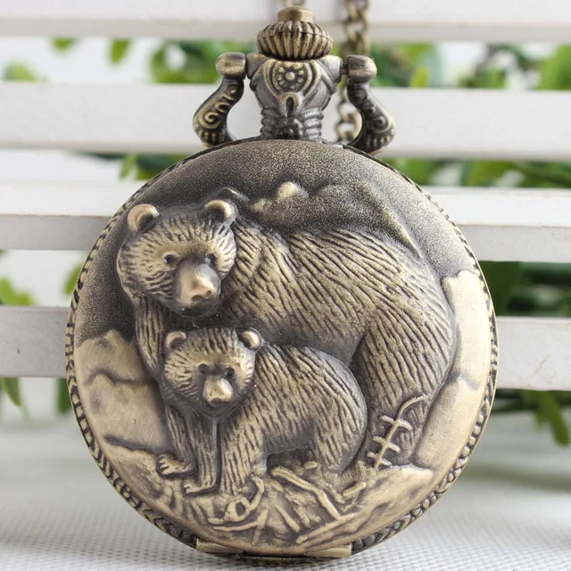 Vintage Bronze Bear Coon Quartz Pocket Watch Analog Pendant Pocket Watches with Necklace Chain for Men Women Relogio De Bolso
Vintage Bronze Bear Coon Quartz Pocket Watch Analog Pendant Pocket Watches with Necklace Chain for Men Women Relogio De Bolso