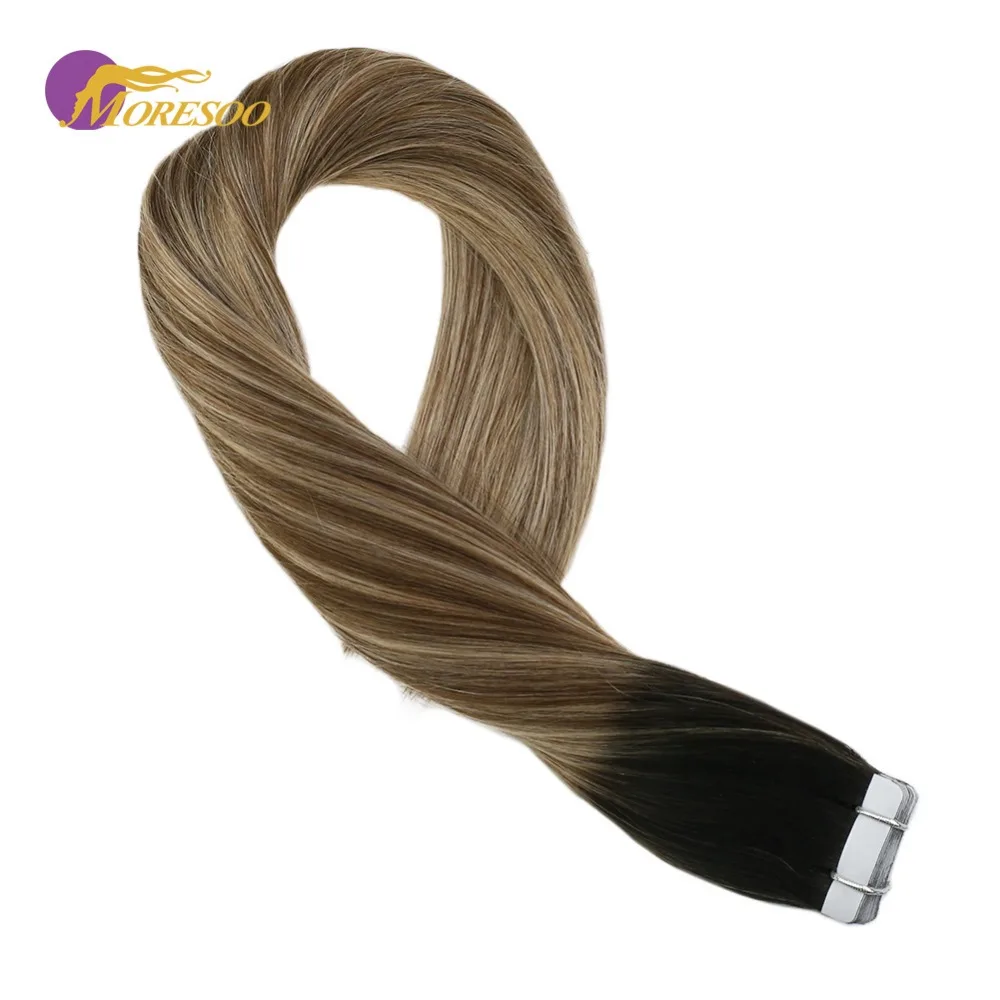 Moresoo Tape In Hair Extensions Off Black #1B Fading to Brown #8 With Blonde #24 Remy Brazilian Human Hair 25g-100g 2.5g/pcs
Moresoo Tape In Hair Extensions Off Black #1B Fading to Brown #8 With Blonde #24 Remy Brazilian Human Hair 25g-100g 2.5g/pcs