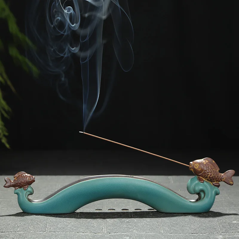 Creative Ruyi Fish Incense Burner Censer Backflow Ceramic Incense Stick Holder with Gift Box Home Bouddha Buddhist Temple Decor
Creative Ruyi Fish Incense Burner Censer Backflow Ceramic Incense Stick Holder with Gift Box Home Bouddha Buddhist Temple Decor
